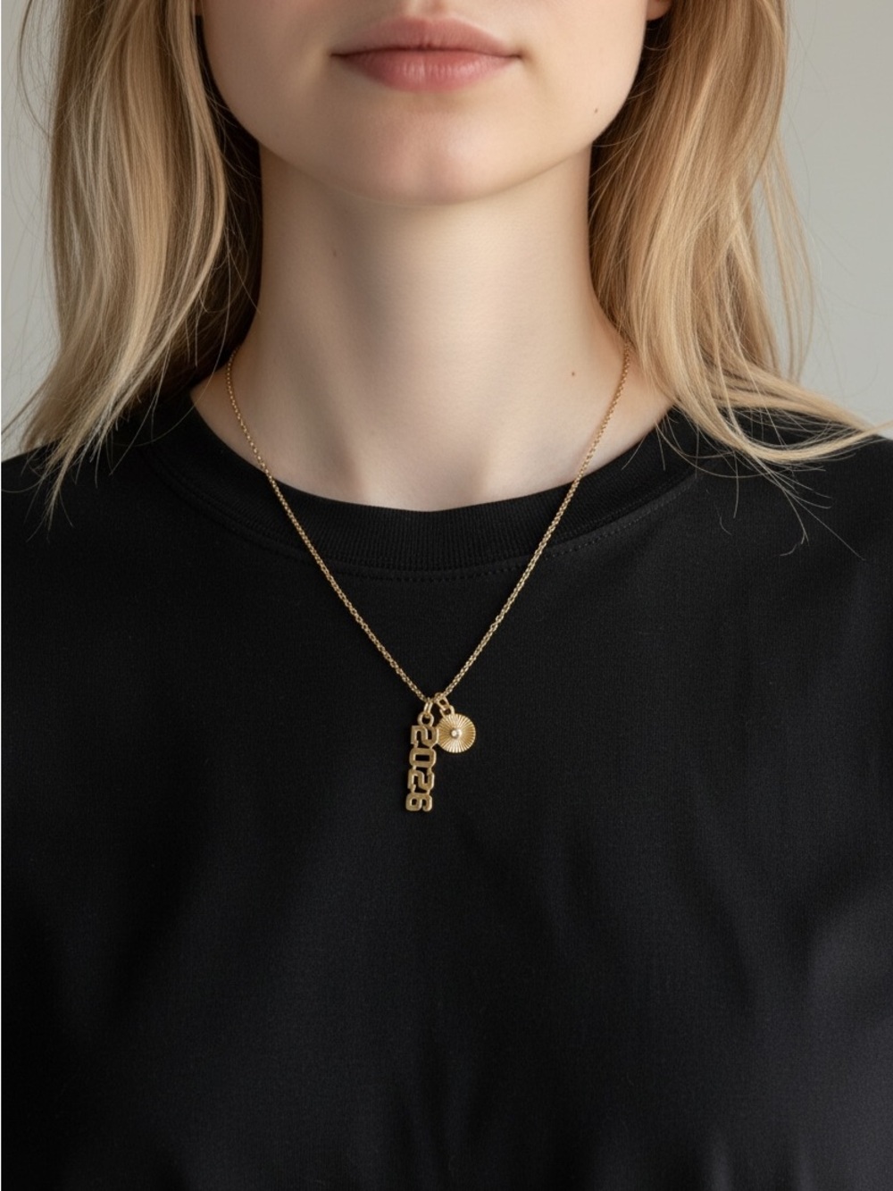 9/24 Gold Number & Disc Pendant Necklace - Women Jewelry